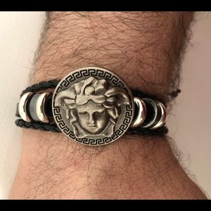 Medusa Adjustable Leather Bracelet